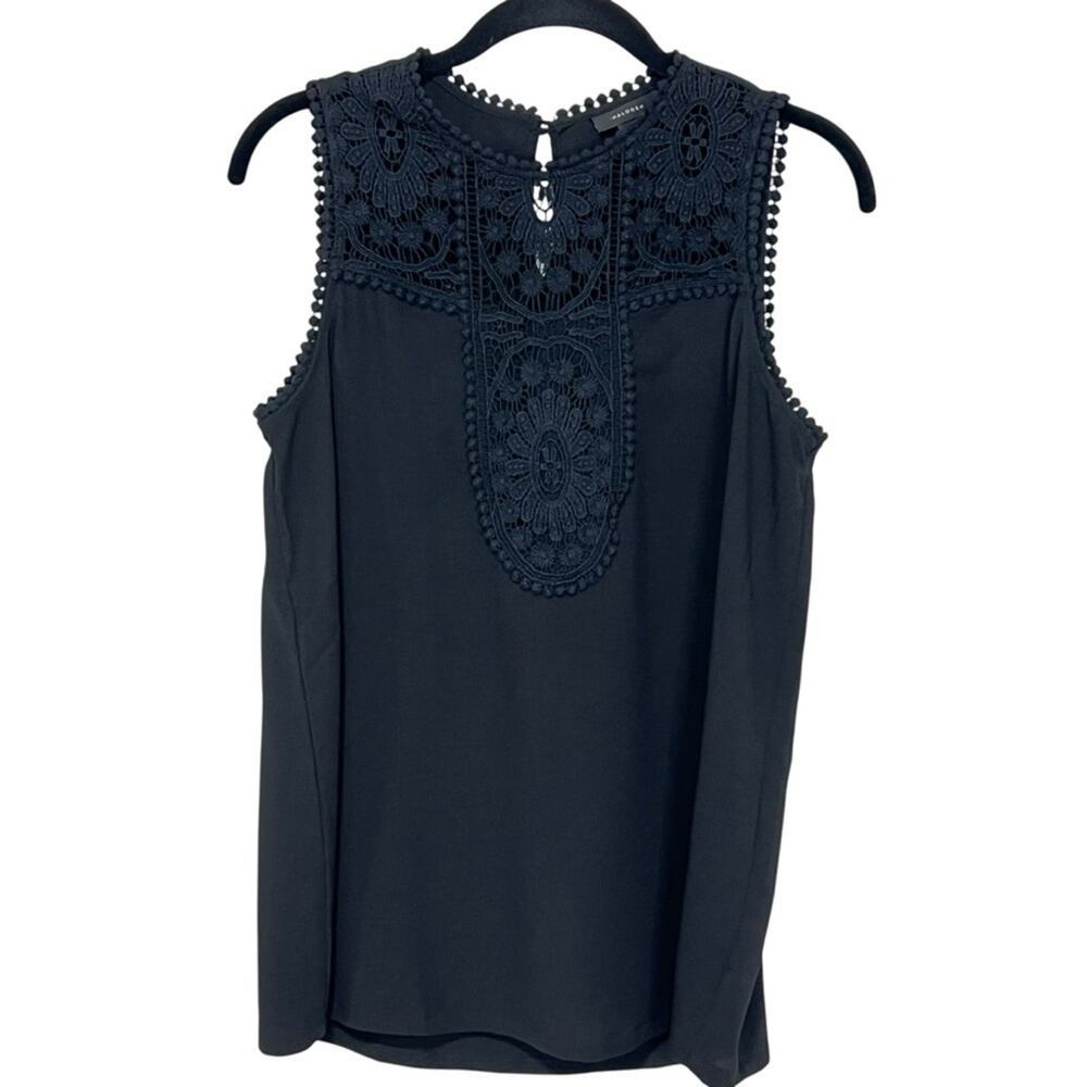 Halogen Black Crocheted Detail Women’s Tank Top Size Small